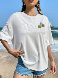 ’Smile Everyday’ Printed Short Sleeve Oversized T-Shirt