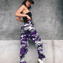 High Waist Camo Pants - Purple / S