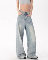 High Waist Baggy Light Blue Denim Straight Jeans