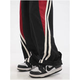 High Waist Drawstring Loose Contrast Color Sweatpants