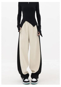 Drawstring Tie Up Pleated High Waist Baggy Sweatpants