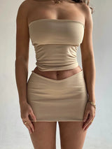 Sleeveless Tube Crop Top & Skirt Matching Set