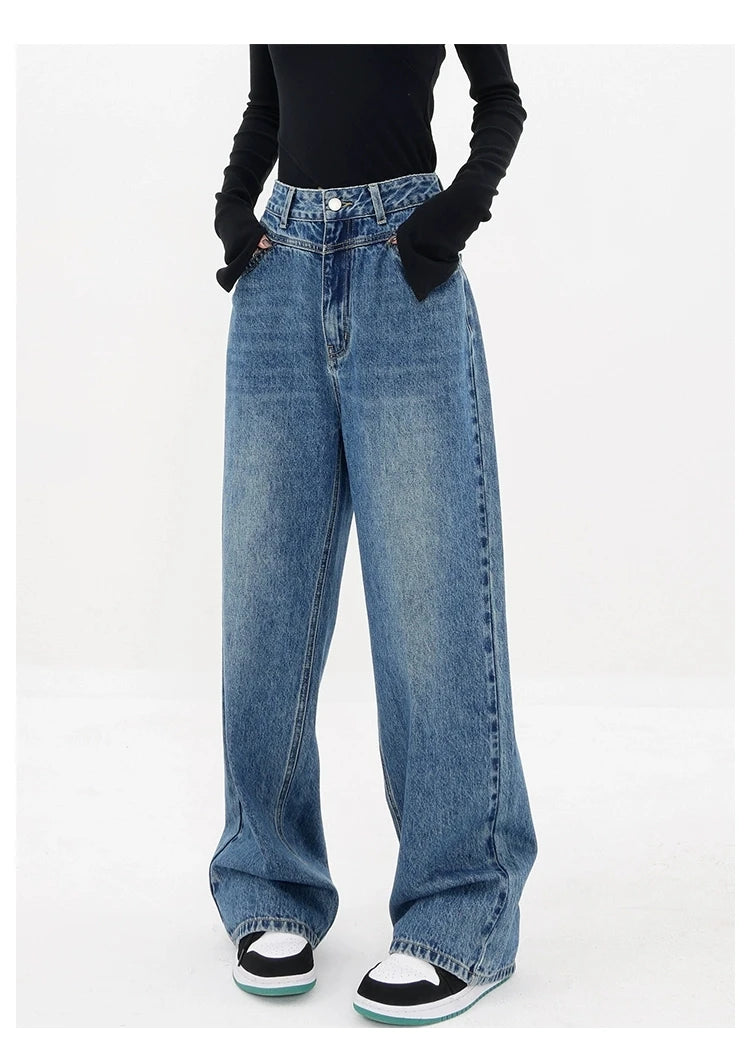 High Waist Retro Baggy Denim Trouser