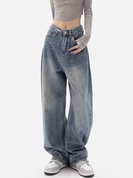 High Waisted Oversized Straight Jeans - S