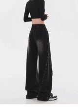 Black High Waist Straight Oversized Grunge Jeans