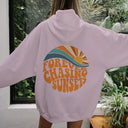 Forever Chasing Sunset Print Hoodie - Pink / S