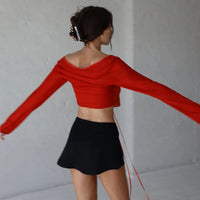 Long Sleeve Lace Up Bandage Crop Top