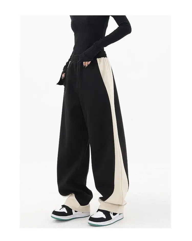 Drawstring Tie Up Pleated High Waist Baggy Sweatpants