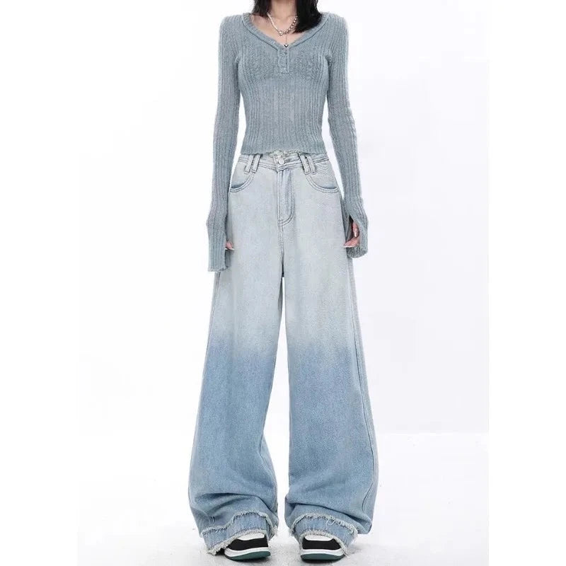 Blue Gradient Wide Leg Baggy Trouser