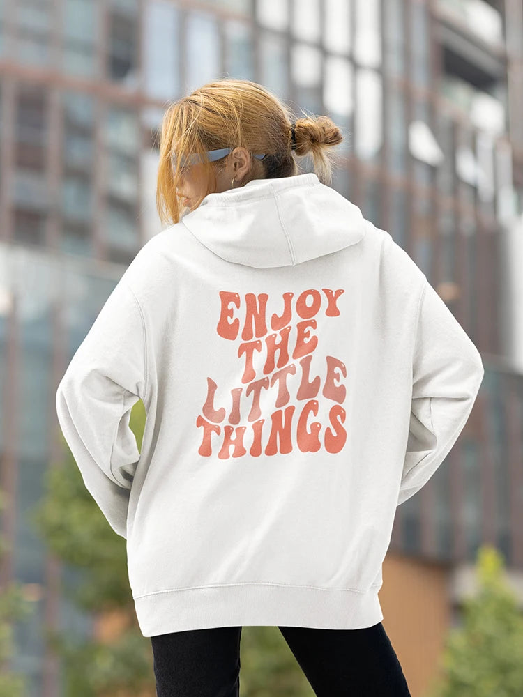 ’Enjoy The Little Things’ Printed Oversized Hoodie