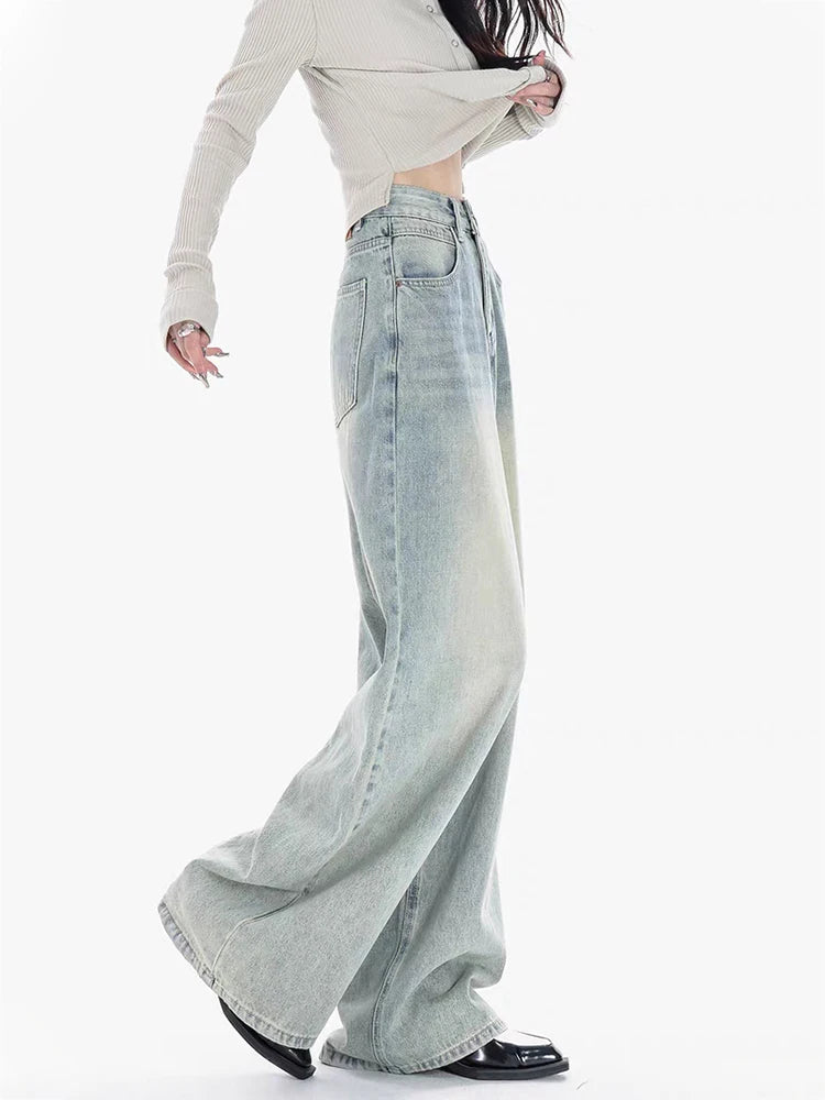 High Waisted Vintage Wide Leg Baggy Straight Jeans