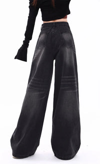 Black High Waist Loose Straight Jeans