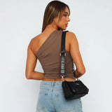 Sleeveless One Shoulder Backless Tank Top