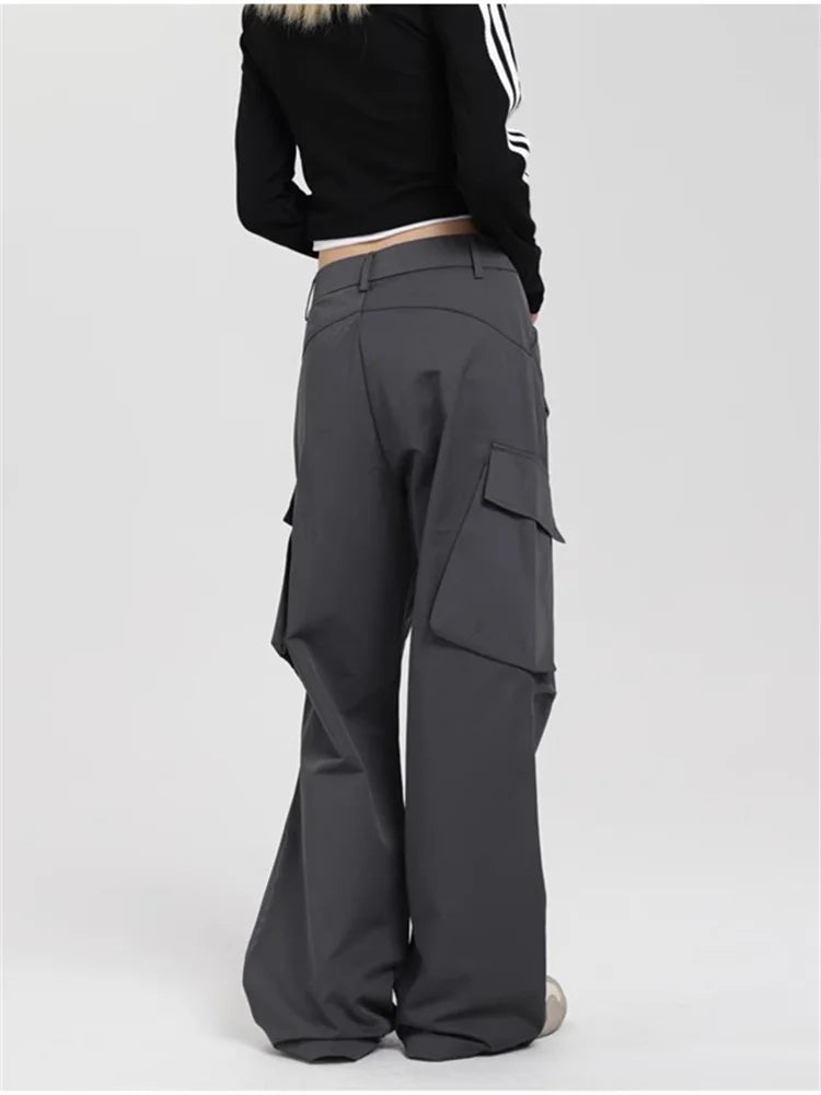 Vintage Gray Wide Leg Cargo Pants