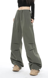 Army Green Wide Leg Baggy Cargo Pants