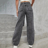 Oversized Straight Leg Baggy Denim Cargo Pants