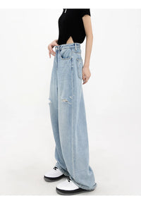 Hollow Out Distressed Baggy Jeans