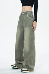 Green Baggy Wide Leg Jeans