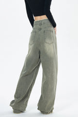 Green Baggy Wide Leg Jeans