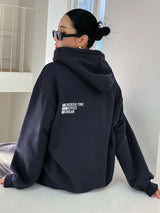 Casual Oversized ’Cherish Time Effect Dream’ Letter Printed Hoodie