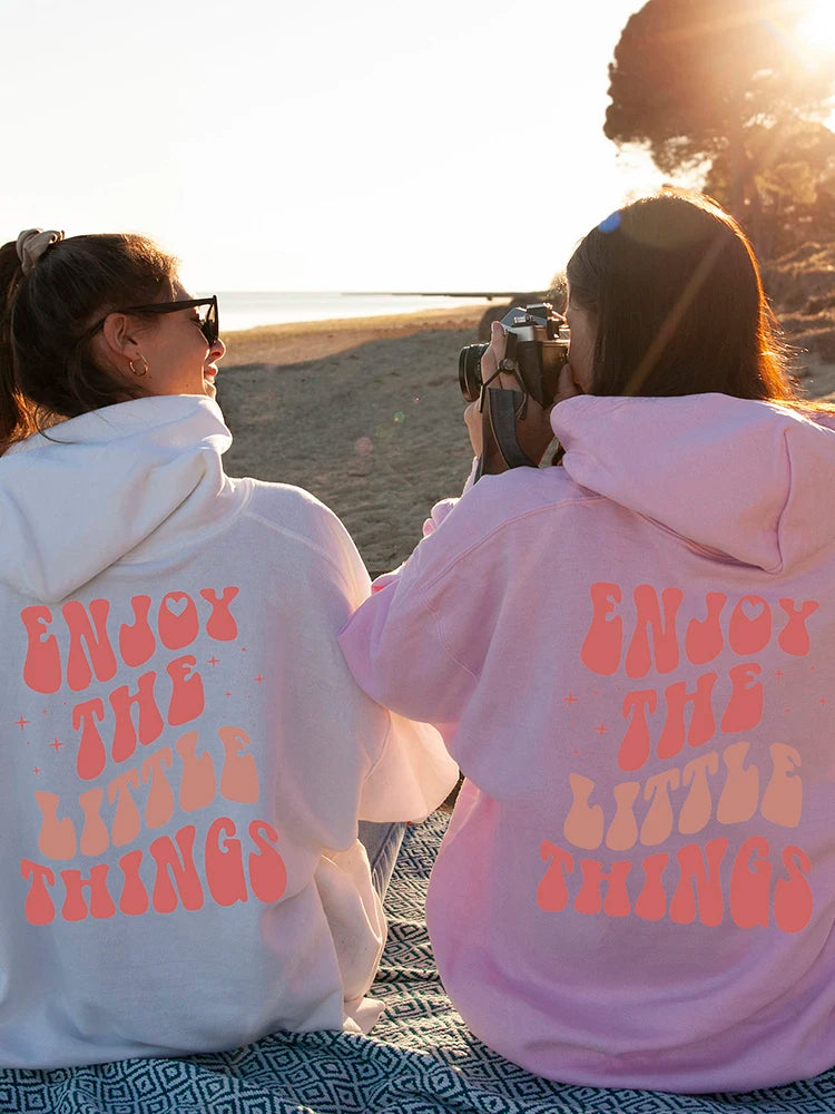 ’Enjoy The Little Things’ Printed Oversized Hoodie