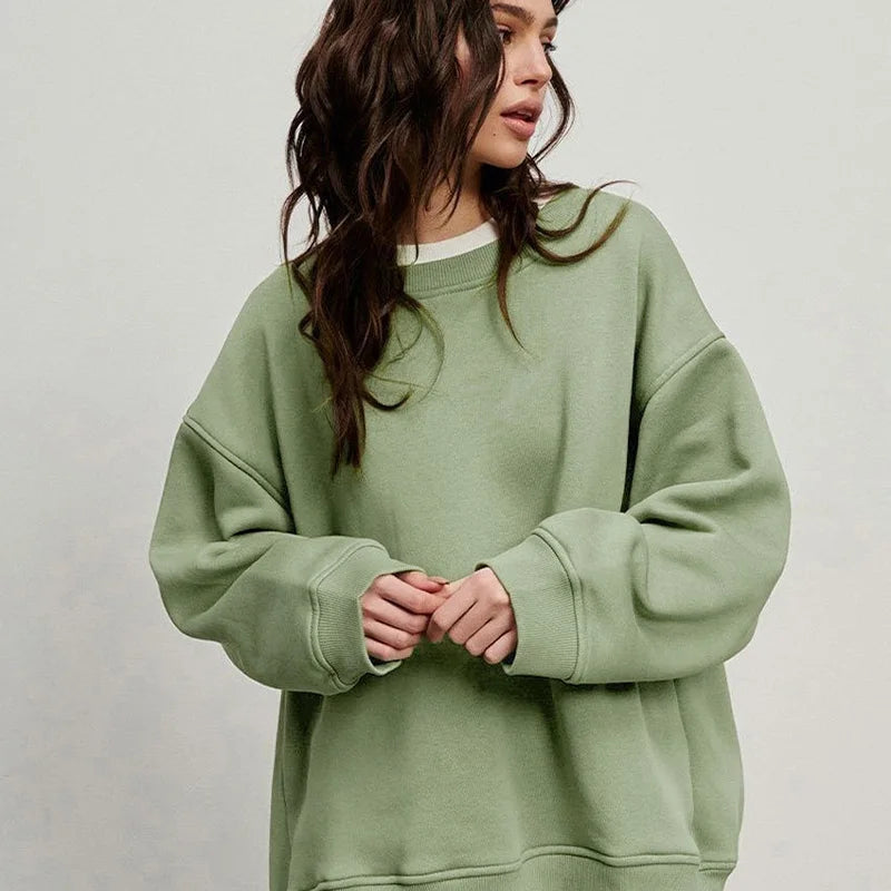 Oversized Fleece Sweatshirt - Basil / S