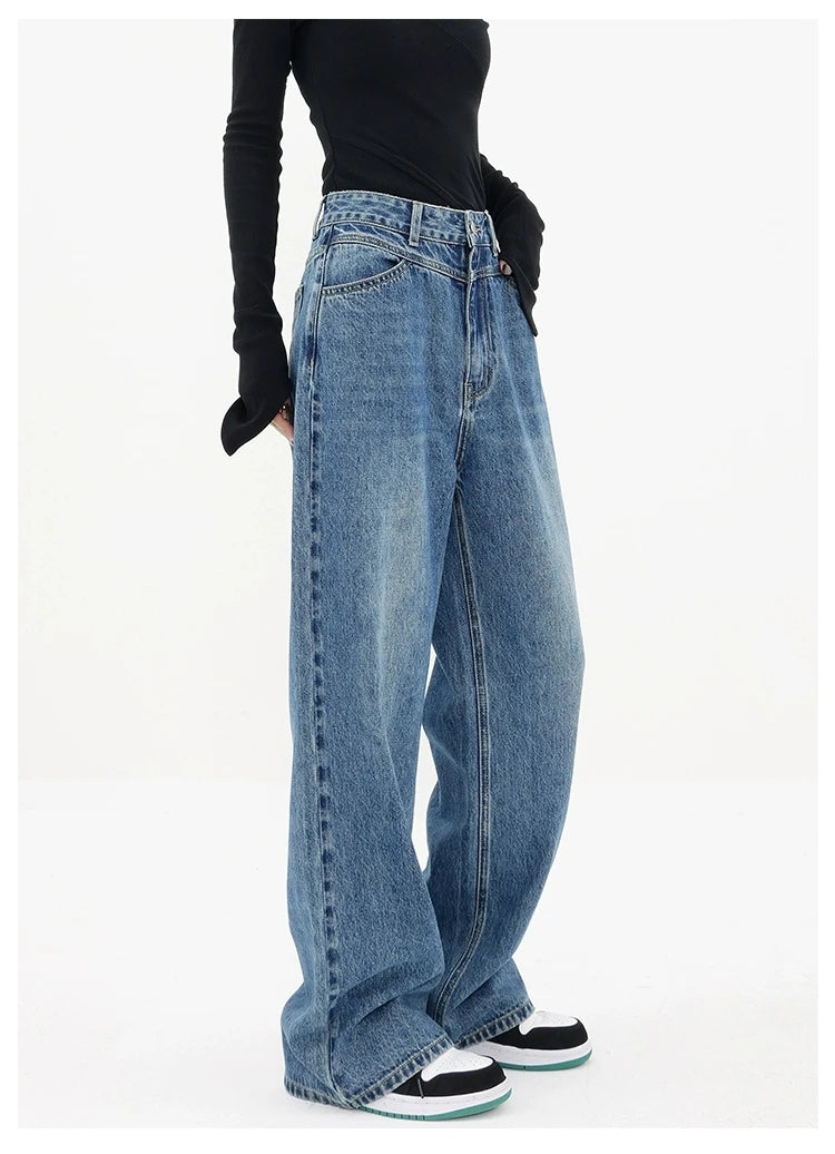 High Waist Retro Baggy Denim Trouser