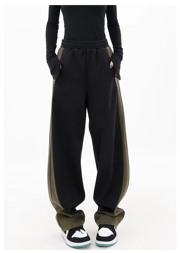 Drawstring Tie Up Pleated High Waist Baggy Sweatpants