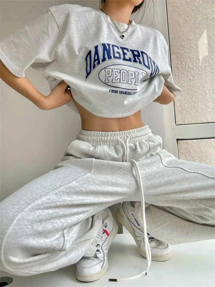 Oversized Gray Wide Leg Joggers