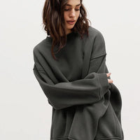 Oversized Fleece Sweatshirt - Dark Grey / S