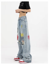 Tie Dye Ripped Baggy Denim Jeans