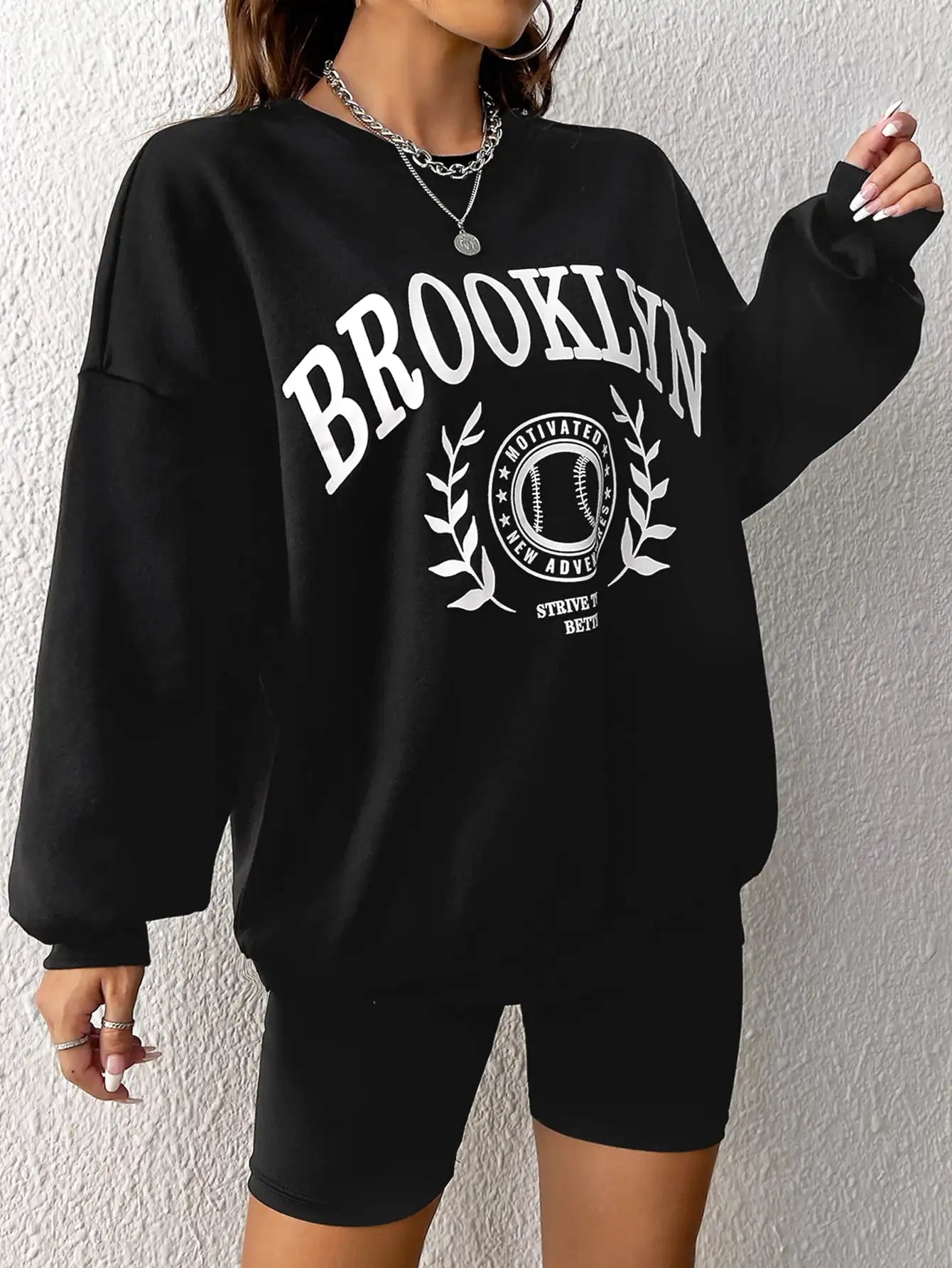 Brooklyn Strive To Be Better Print High Street Vintage Sweatshirt