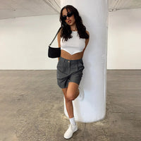 Casual Off Shoulder Knitted Tank Top - White / S