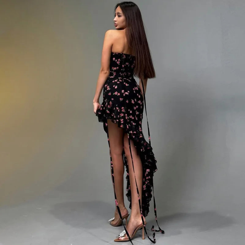 Floral Spaghetti Strap Slit Dress