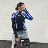 Blue Motorcyclist Long Sleeve Bodysuit