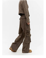 High Street Dark Brown Oversized Cargo Pants