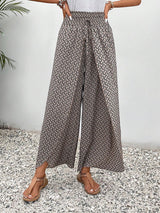 Tied Printed Wide Leg Pants