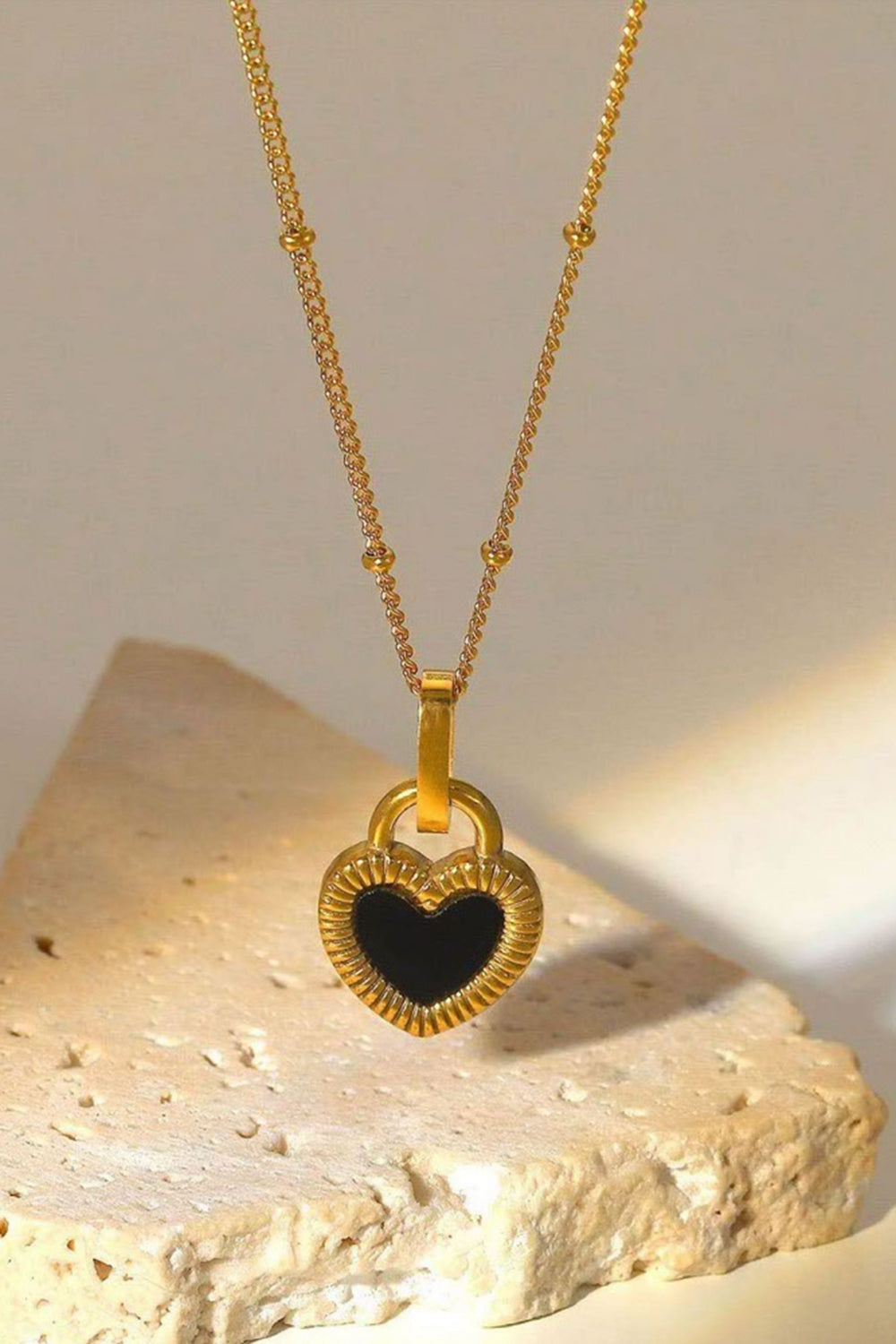 Gold Contrast Heart Pendant Necklace