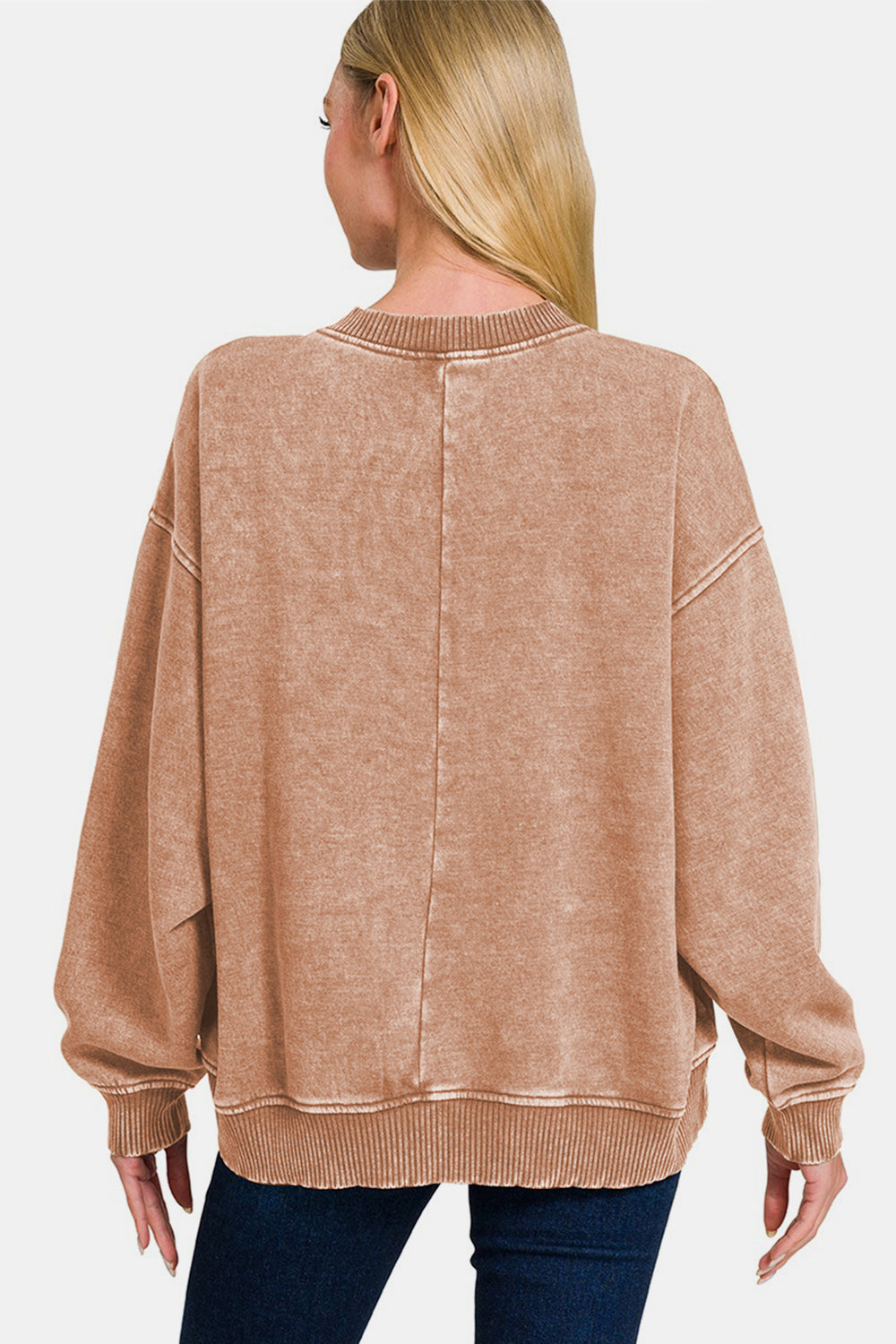 Acid Wash Oversized Fleece Sweatshirt