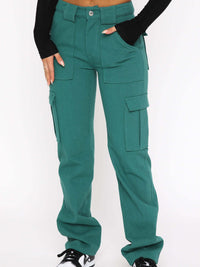 Straight Leg Cargo Pants - Turquoise / S