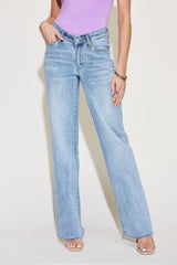 Judy Blue Full Size V Front Waistband Straight Jeans - Light