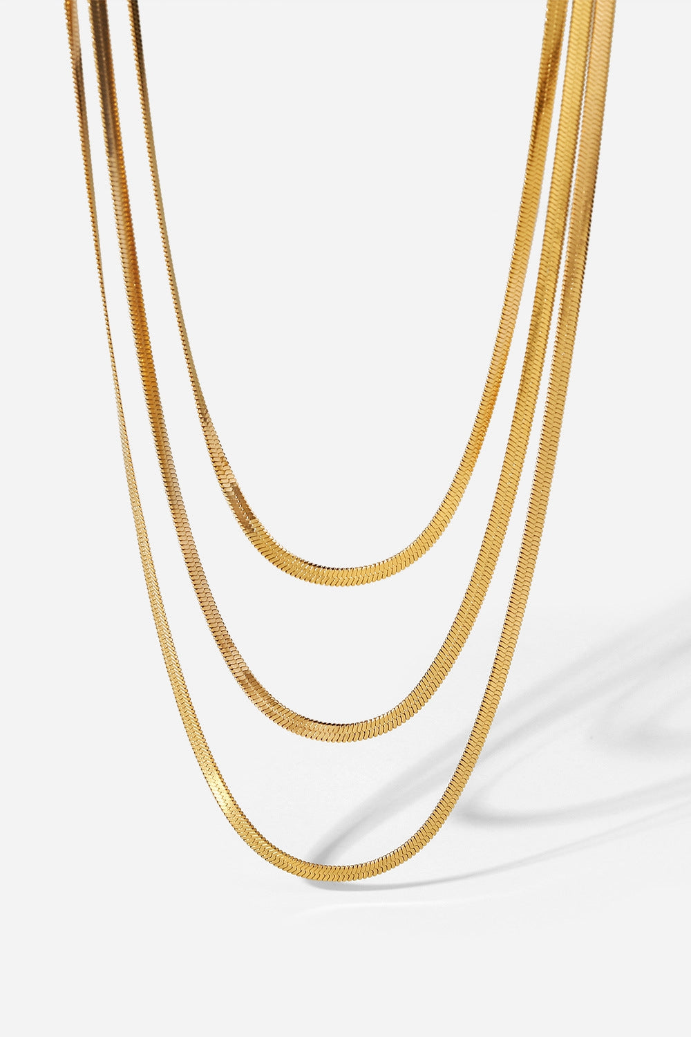 Gold Triple-Layered Snake Chain Necklace