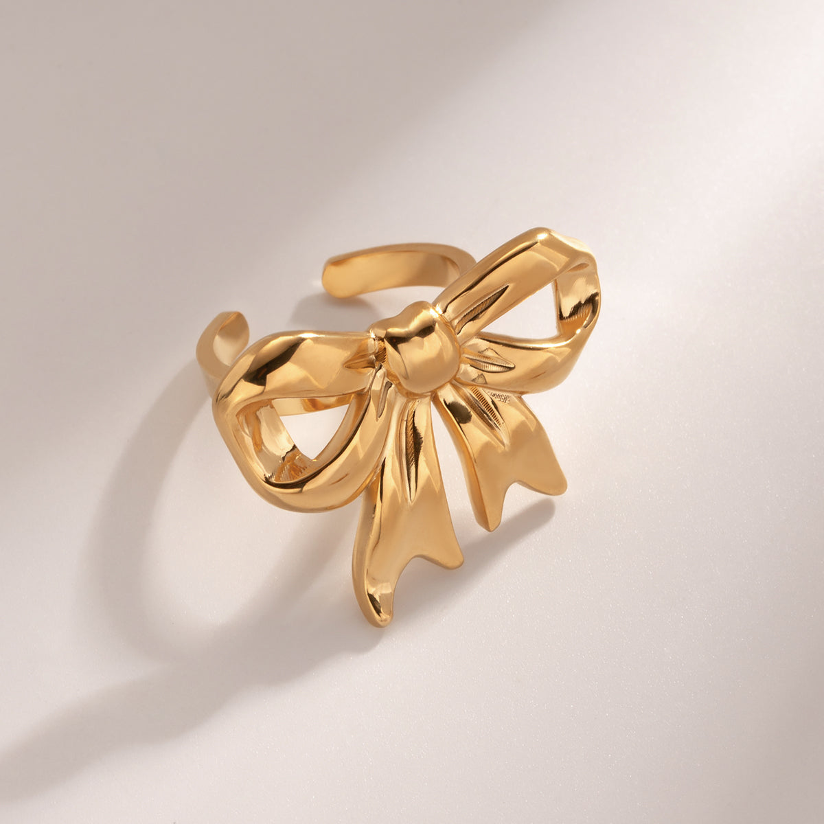 Gold-Plated Stainless Steel Bow Ring