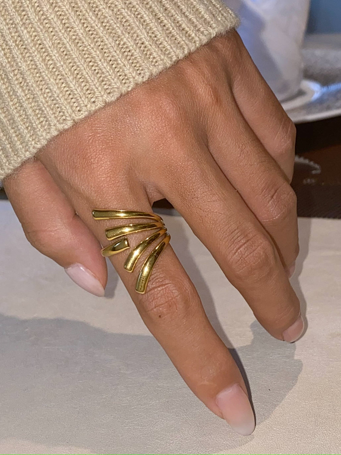 Gold-Plated Stainless Steel Irregular Open Ring