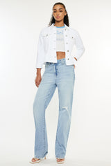 Kancan Distressed High Waist Straight Jeans - Light / 1