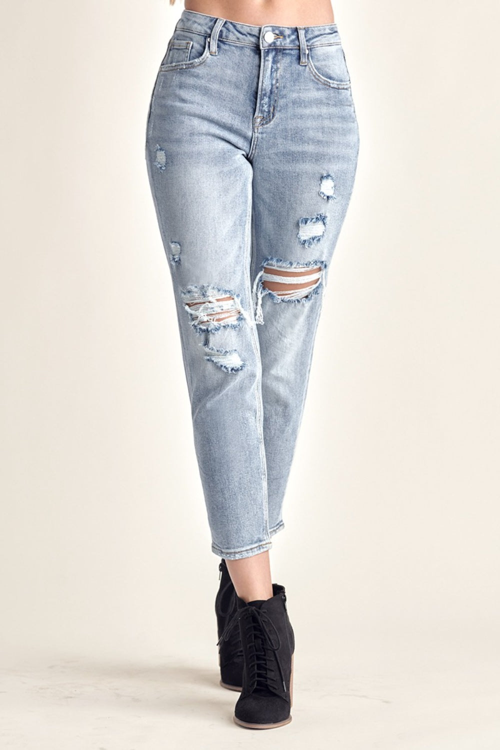 RISEN Distressed Slim Cropped Jeans - MEDIUM / 1