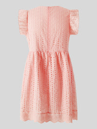 Ruffled Eyelet Cap Sleeve Mini Dress