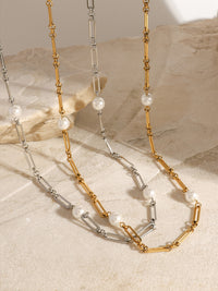 Stainless Steel Pearl Chain Necklace