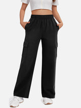 Pocketed High Waist Pants - Black / S