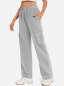 Pocketed High Waist Pants - Gray / S